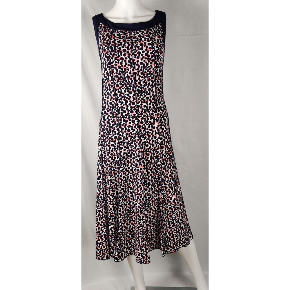 Christopher Banks Dot Print Sleeveless Classic/Preppy A-Line Dress 14